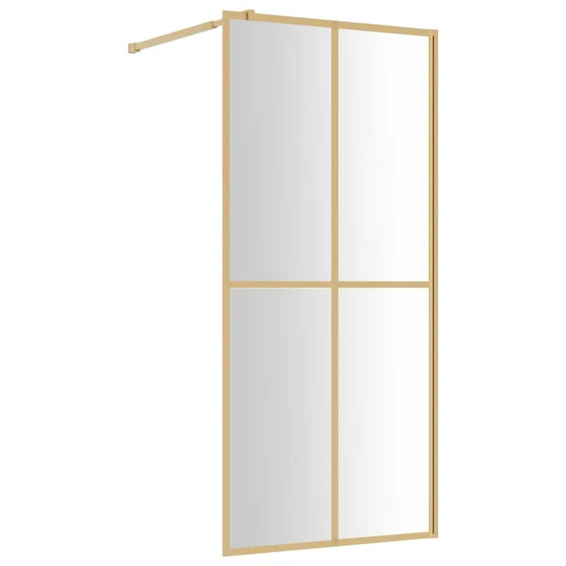 vidaXL Mampara puerta de ducha vidrio transparente ESG dorado 90x195cm - Baño