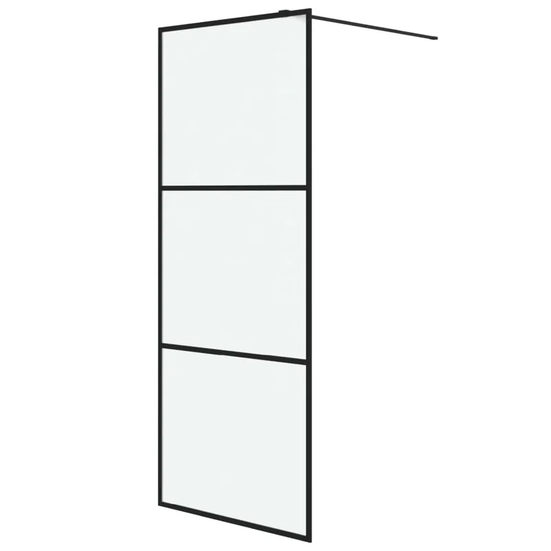 vidaXL Mampara de ducha vidrio ESG esmerilado negro 90x195 cm - Baño