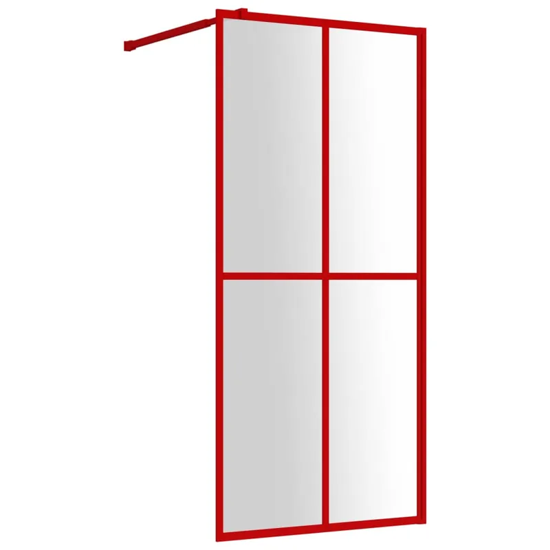 vidaXL Mampara puerta de ducha vidrio transparente ESG rojo 100x195 cm - Baño