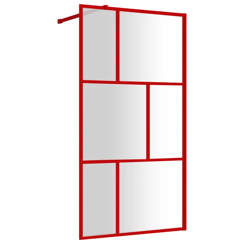 vidaXL Mampara puerta de ducha vidrio transparente ESG rojo 115x195 cm - Baño