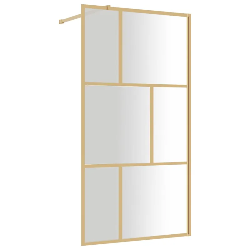 vidaXL Mampara puerta de ducha vidrio transparente ESG dorado 80x195cm - Baño