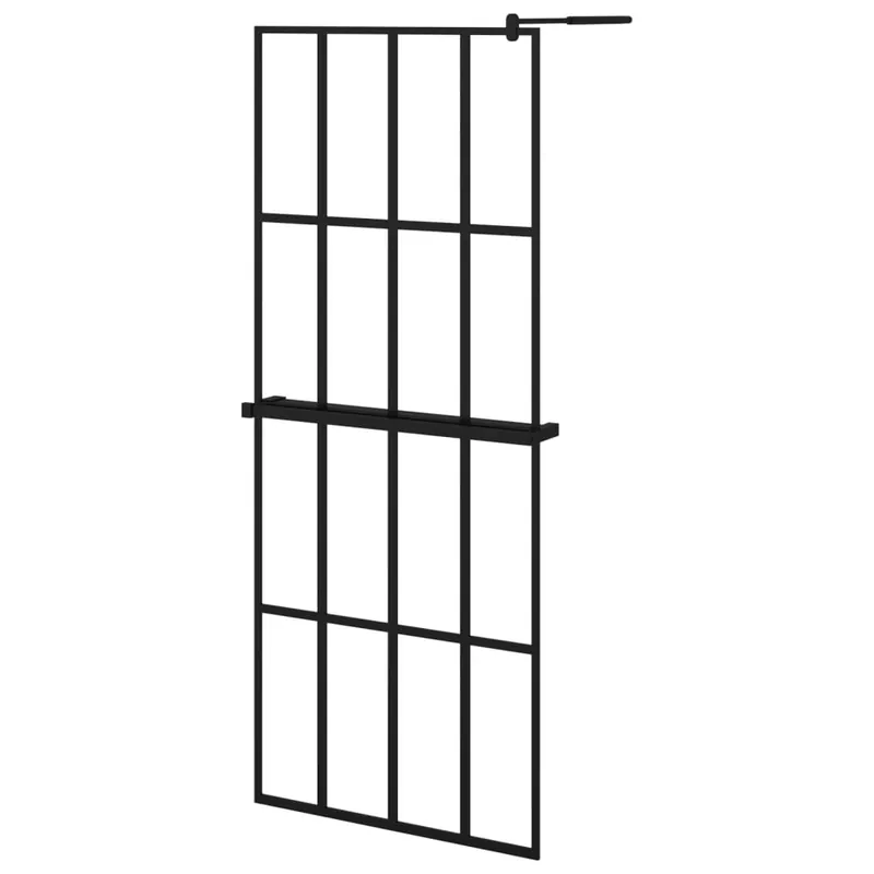 vidaXL Mampara ducha con estante vidrio ESG y aluminio negro 80x195 cm - Baño
