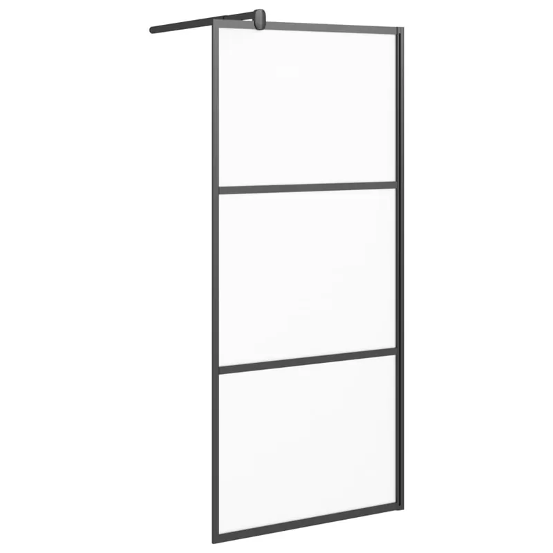 vidaXL Mampara de ducha accesible vidrio ESG esmerilado negro 80x195cm - Baño