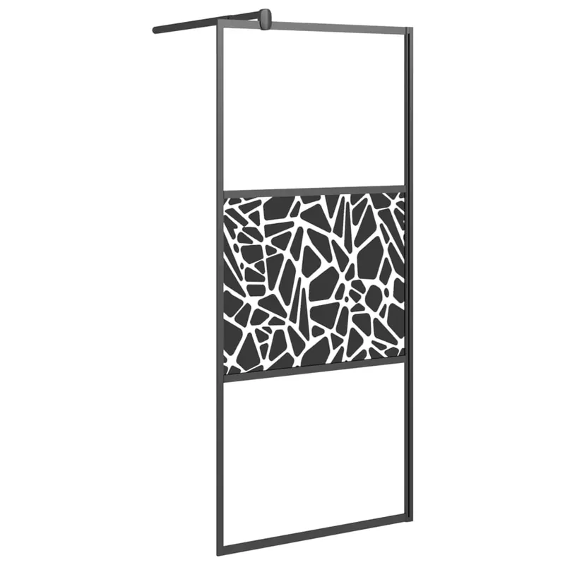 vidaXL Mampara de ducha vidrio vidrio ESG diseño piedra negro 80x195cm - Baño
