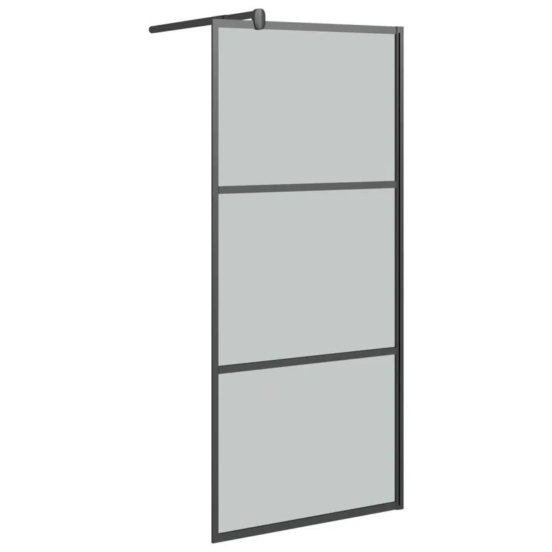 vidaXL Mampara de ducha accesible vidrio ESG oscuro negro 90x195 cm - Baño
