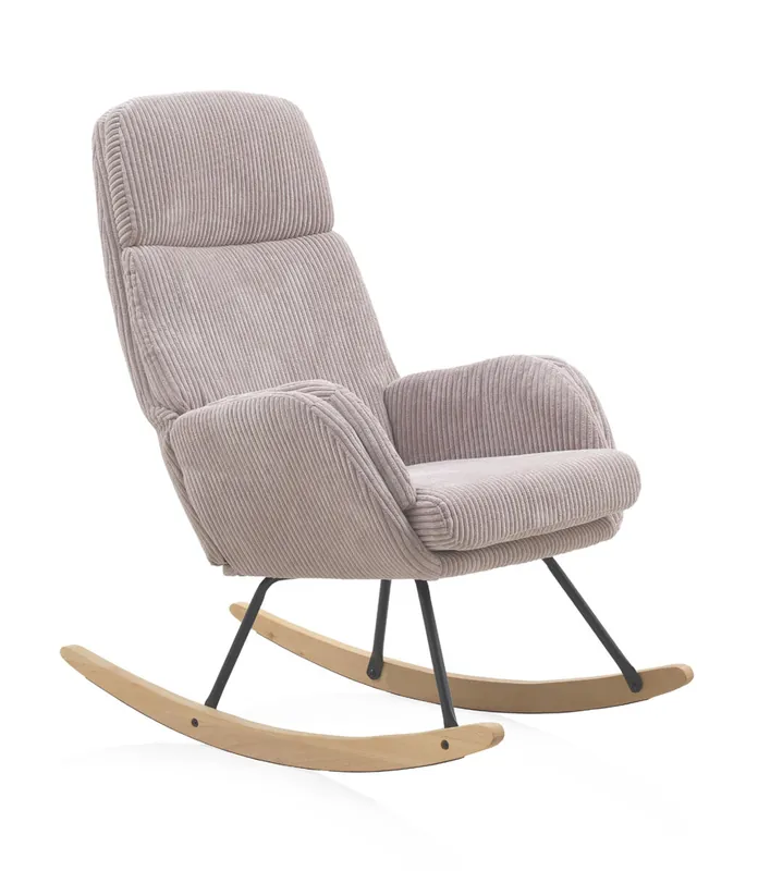 Mecedora Con Patas De Metal Tapizadas En Lavanda Y Deslizantes De Madera De Haya - Sofás sillones puffs