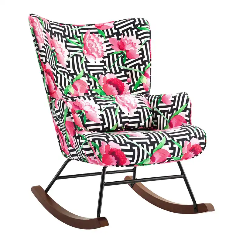 Mecedora terciopelo metal/madera, moderna - Sofás sillones puffs