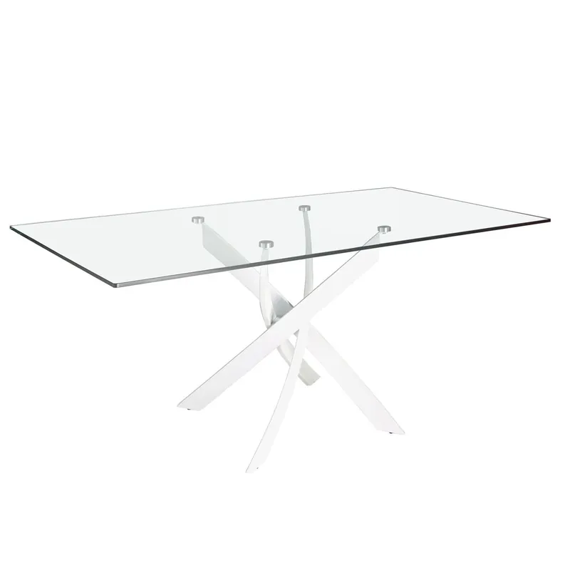ANGEL CERDA Mesa comedor rectangular cristal templado y acero blanco - Muebles