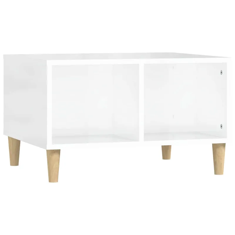 Mesa de Café - Mesa de Centro madera contrachapada blanco brillo 60x50x36,5 cm