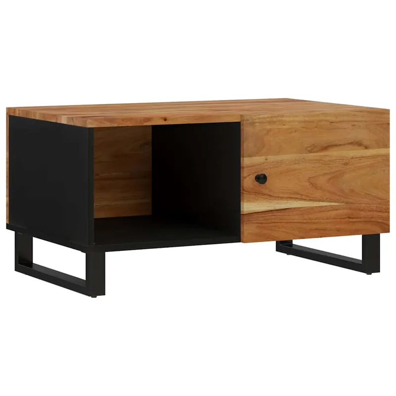 Mesa de Café - Mesa de Centro madera maciza acacia y contrachapada 80x50x40 cm