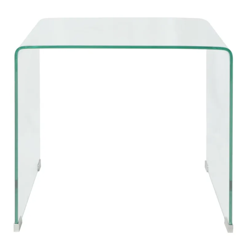Mesa de Café - Mesa de Centro vidrio templado 49,5x50x45 cm claro