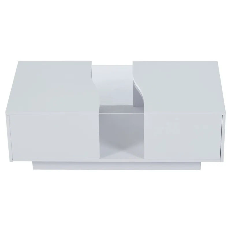 Mesa de café moderna LED - 100 x 50 x 35 cm - Mesa auxiliar blanca con luz LED y panel acrílico - Blanco