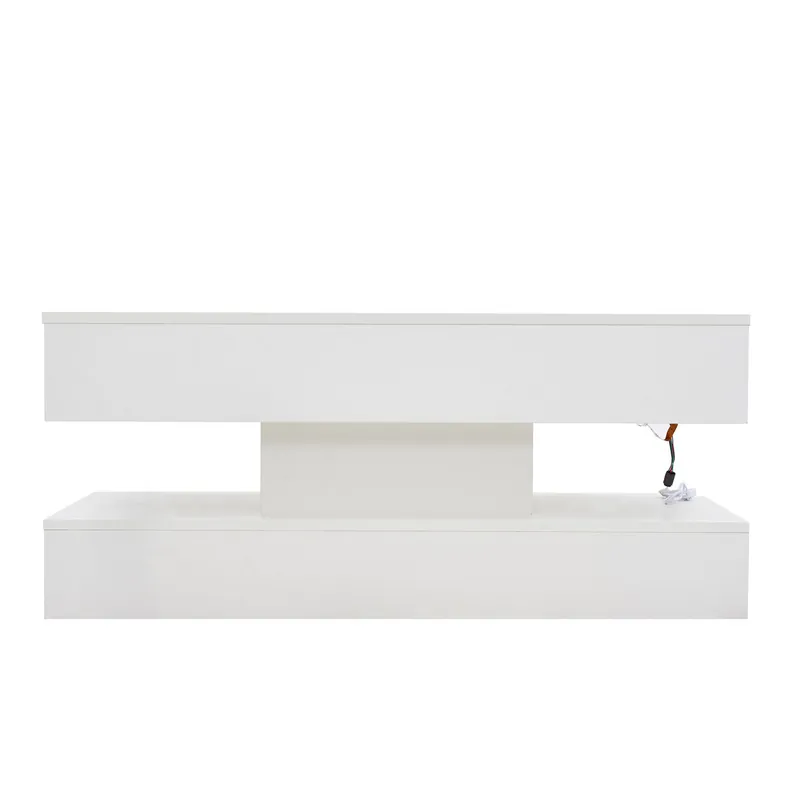 Mesa de centro 100x50x42 cm - Con iluminación LED y almacenamiento oculto - Blanco