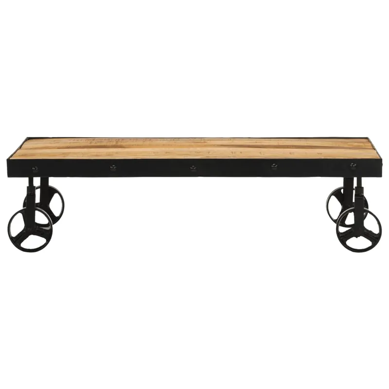 Mesa de centro con ruedas madera maciza reciclada 100x55x26 cm - Muebles