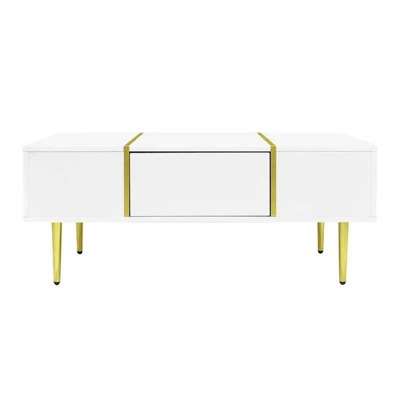 Mesa de centro 100 cm - moderna y sencilla, con 2 cajones - Blanco