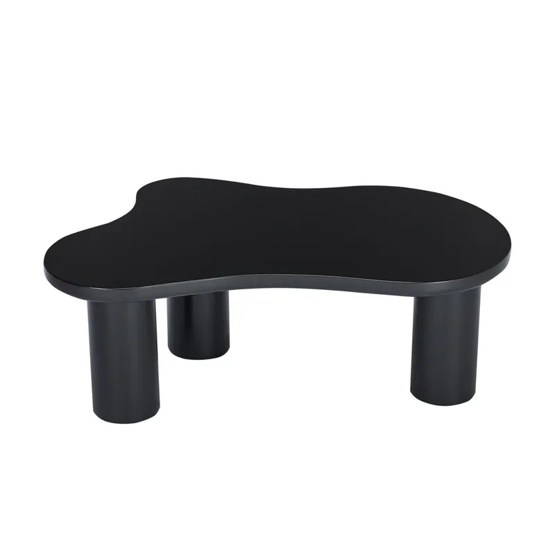 Mesa de centro 107x66x40,5 cm - diseño irregular en forma de nube, MDF y patas PVC - Blanco
