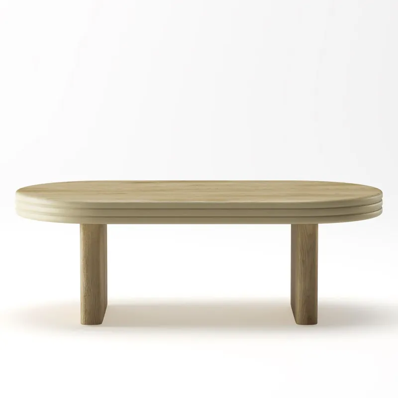 Mesa de centro ovalada 120x60cm - Estilo mid century, madera rústica, versátil - Natural