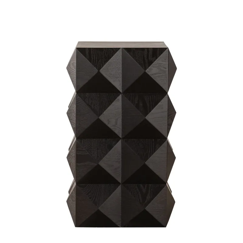 Mesita auxiliar 60CM - Diseño retro con relieve 3D, mesita de noche de madera, marrón
