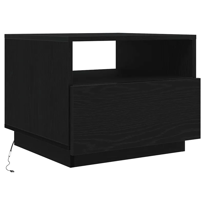 Mesa de centro con luces LED roble negro 50x49x40 cm - Muebles