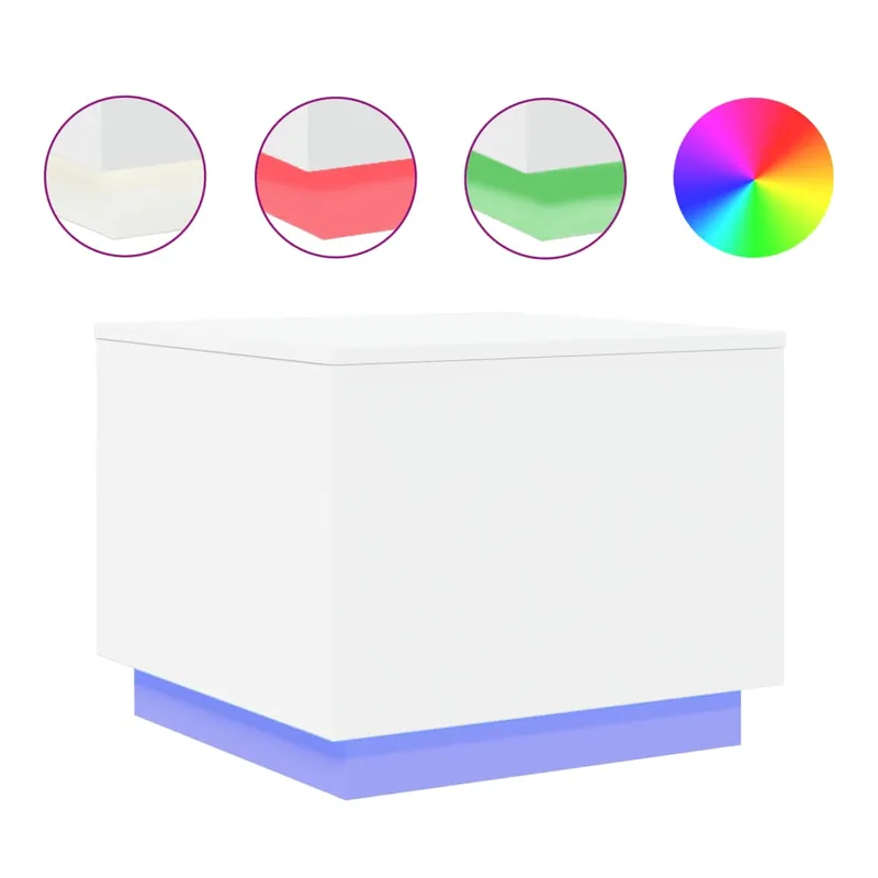 Mesa de centro con luces LED blanco 50x50x40 cm - Muebles