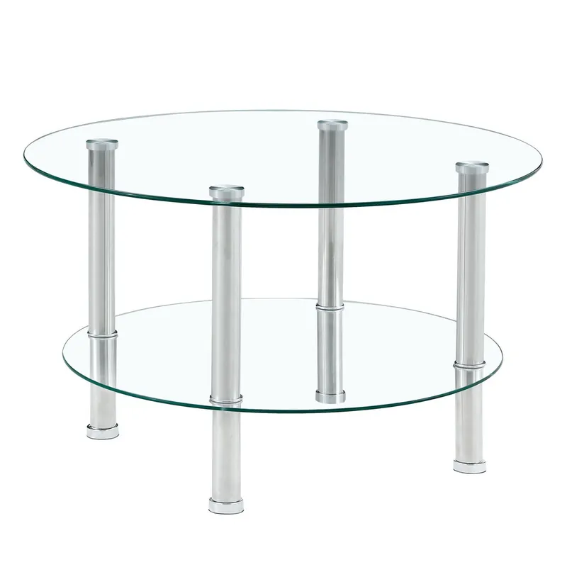 Mesa de centro 2 niveles - Diseño lujoso, estable y espaciosa - dorada y transparente
