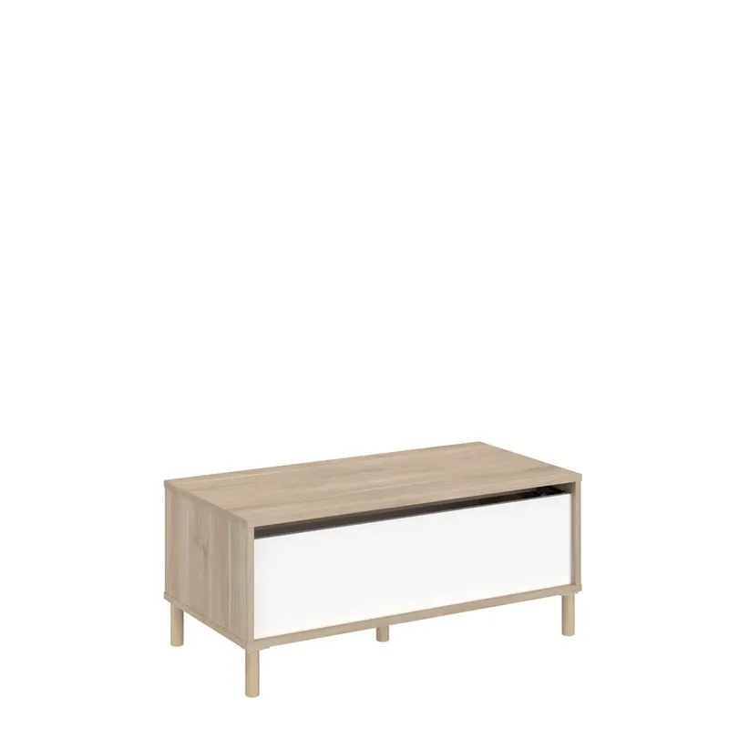 Mesa de centro Elevable Azzaro de Salón Comedor en Color Roble Japonés y Blanco 110x44x50 cm - Muebles