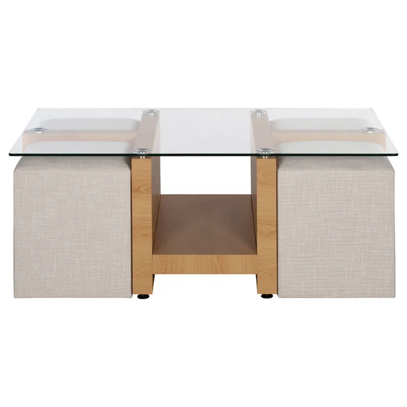 Mesa de centro con 4 puffs LEIRE - Muebles