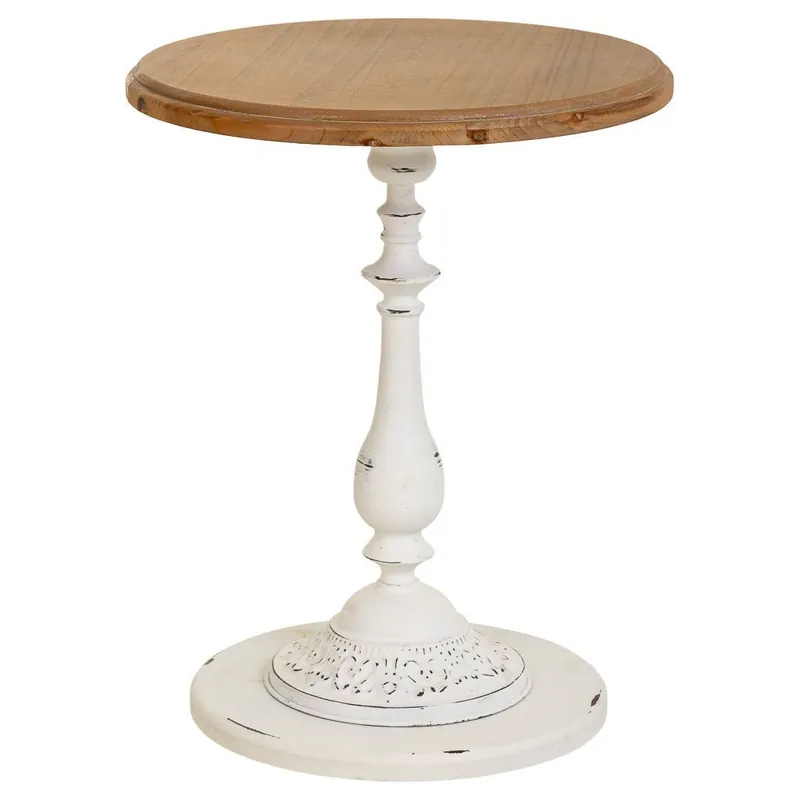 Mesa de centro de madera marron y blanco 50x50x65h cm - Muebles