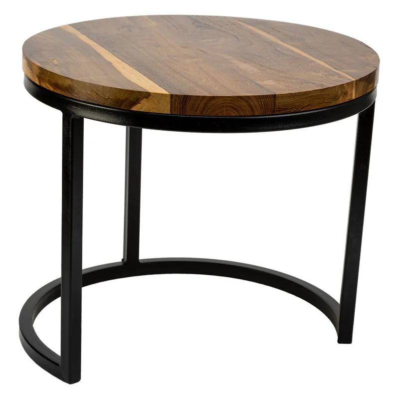 Mesa de centro de madera y metal marrón 38x38x65 - Muebles