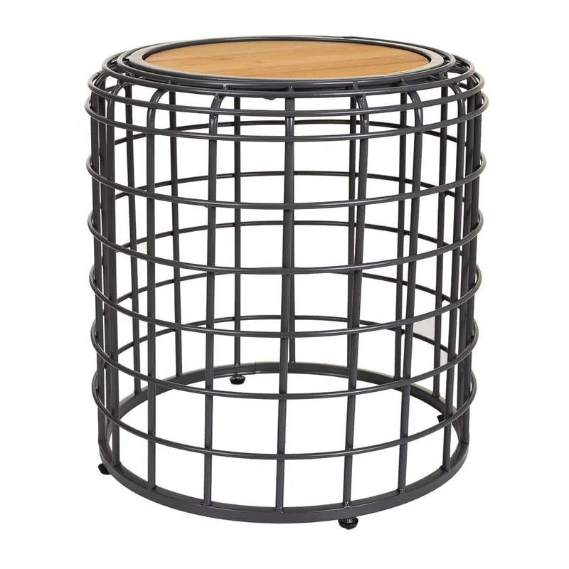 Mesa de centro de metal y madera negra 44x44x45 - Muebles