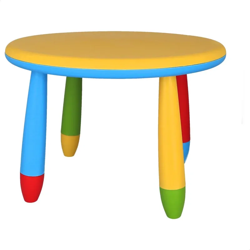 Mesita infantil redonda amarilla, en plástico, Ø70 x H.48cm - Bebé