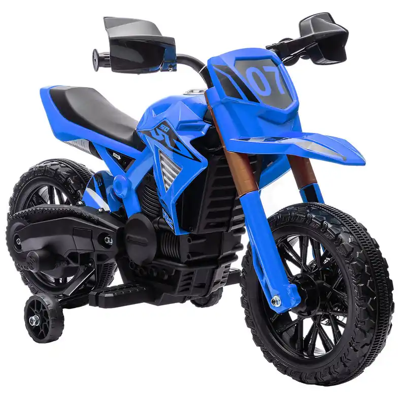 AIYAPLAY Moto Eléctrica para Niños de +3 Años Moto de Batería 12V para Niños con Ruedas de Entrenamiento Acelerador en Puño y Bocina Carga 30 kg Azul - Electrónica