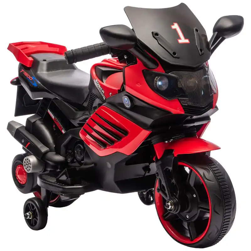 AIYAPLAY Moto Eléctrica para Niños 6V, Moto Eléctrica Infantil con Ruedas de Apoyo, Música, Faro, para Niños de 18-36 Mesas, Blanco