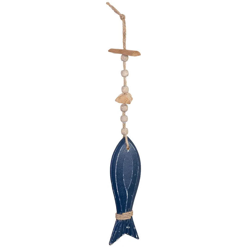 Movil de viento de madera azul 6x2x40h cm - Decoración