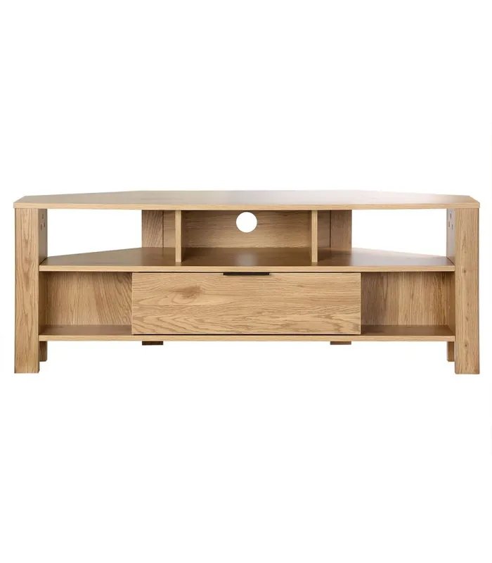 Mueble de TV de Esquina 1 Cajón Decoración Roble - L120 cm