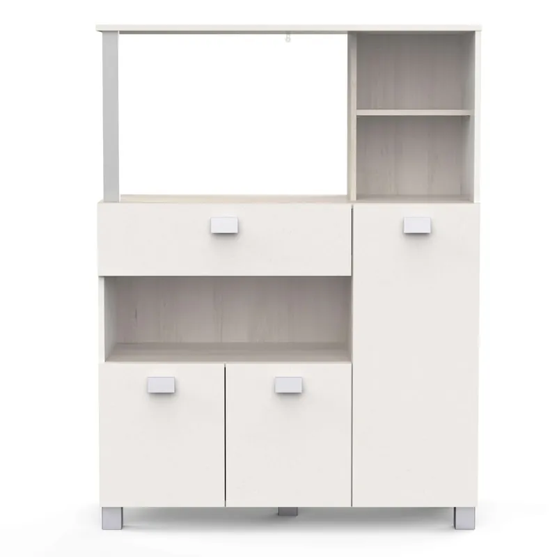 Mueble Auxiliar de Cocina de suelo con Cajones y Compartimentos en Color Blanco Mate 132x99cm - Muebles