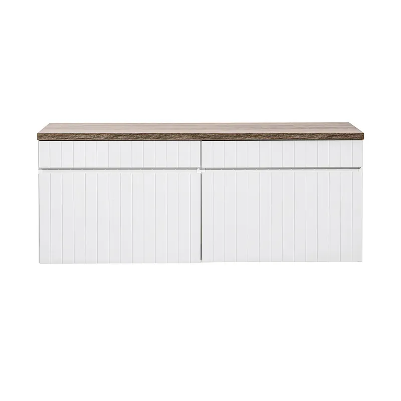 Mueble bajo lavabo 120cm y encimera Zelie Blanco y Madera - Baño