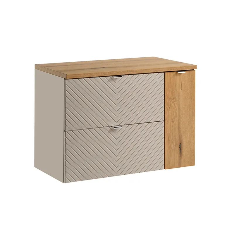 Mueble bajo lavabo 80cm 2 cajones 1 puerta Manoa Cachemira y madera - Baño
