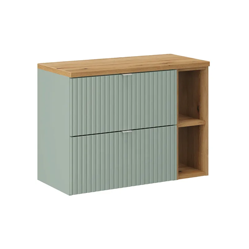 Mueble bajo lavabo 80cm 2 cajones 2 compartimientos Jade Verde y Madera - Baño