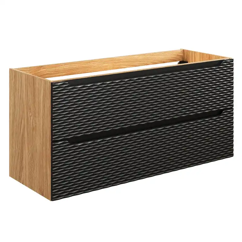 Mueble bajo lavabo 120cm 2 cajones Elora Beige y madera - Baño