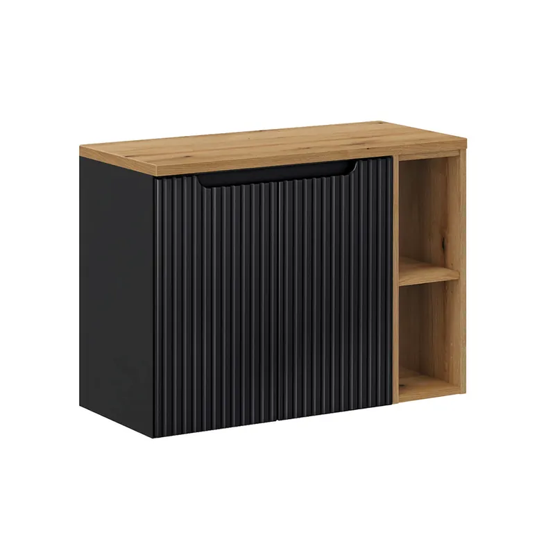 Mueble bajo lavabo 80cm 2 puertas 2 compartimientos Riva Blanco y Madera - Baño