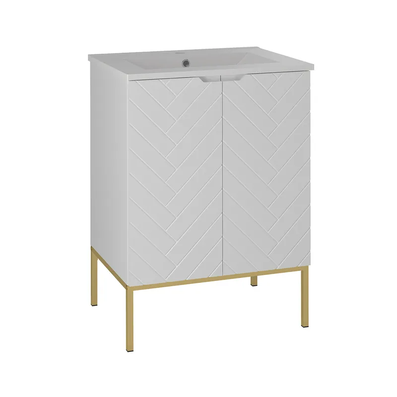 Mueble bajo lavabo 60cm encimera 2 puertas sobre patas Daria Blanco - Baño