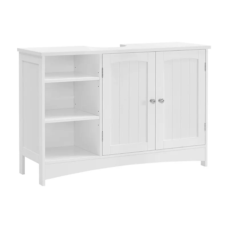 Mueble bajo lavabo blanco 2 puertas 3 nichos - L90 cm