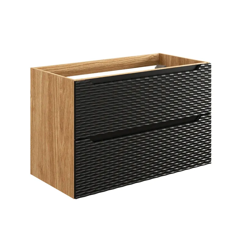 Mueble bajo lavabo 90cm Elora Beige y madera - Baño