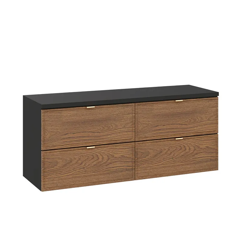 Mueble bajo lavabo 120cm encimera Elena Madera y negro - Baño