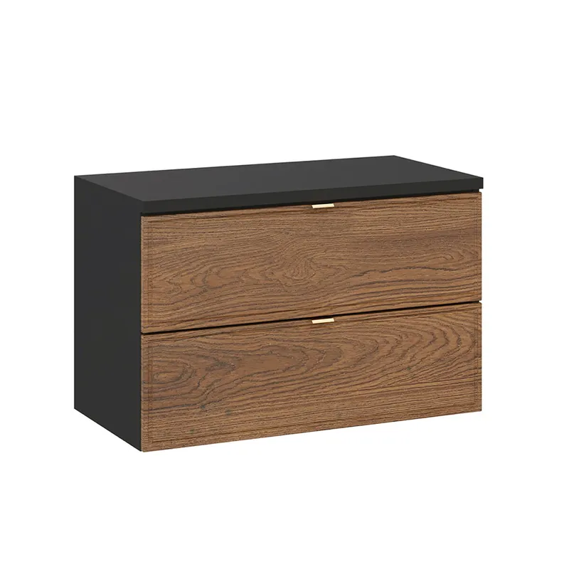 Mueble bajo lavabo 80cm encimera Elena Madera y negro - Baño