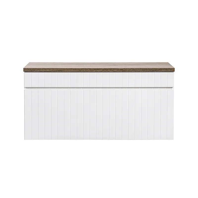 Mueble bajo lavabo 100cm y encimera Zelie Blanco y Madera - Baño