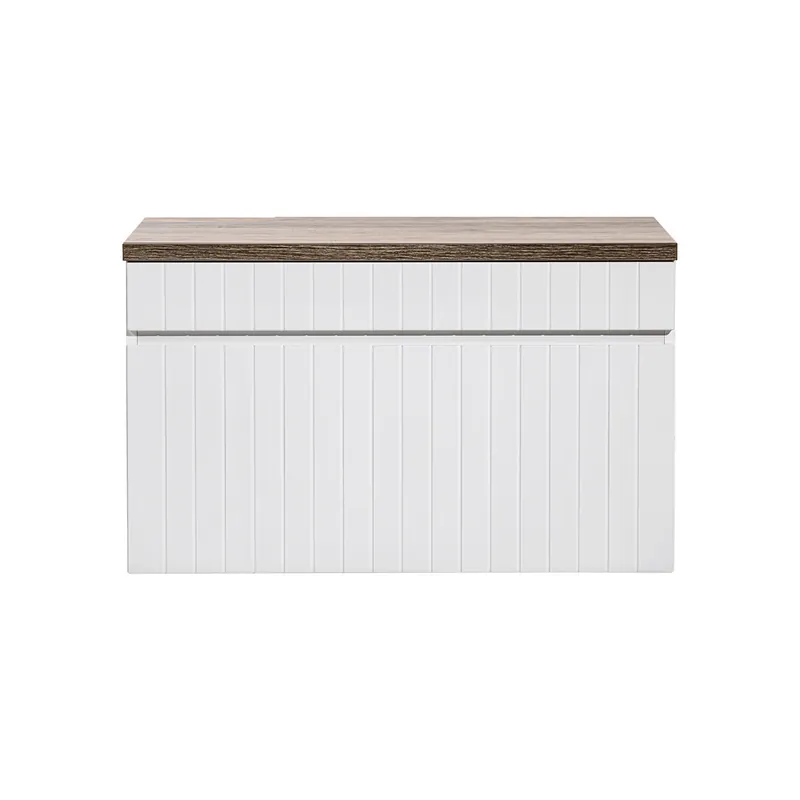 Mueble bajo lavabo 80cm y encimera Zelie Blanco y Madera - Baño