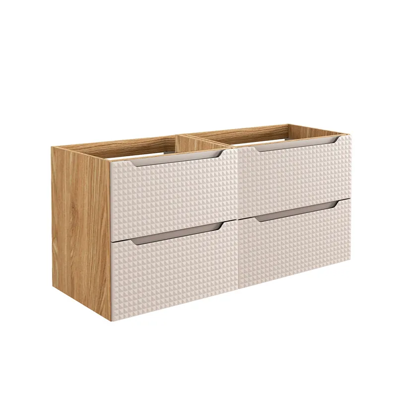 Mueble bajo lavabo 120cm Mallory Beige y madera - Baño