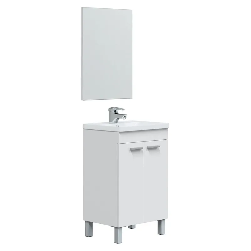 Mueble baño Levis 2 puertas espejo, sin lavabo, Blanco brillo